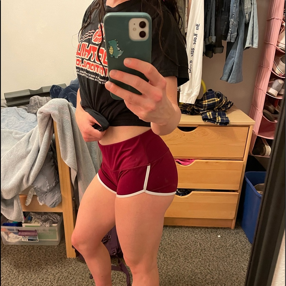 3 Red, blue, and black workout shorts